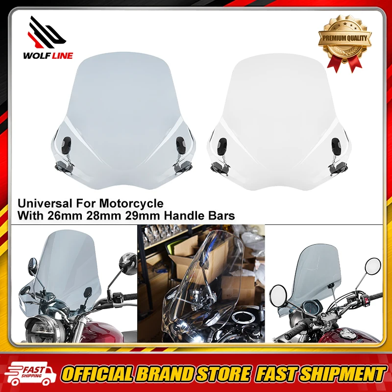 WOLFLINE Windshield Universal For Harley Davidson Softail Iron For Yamaha XSR 900 700 For Honda Motocycle Windscreen Deflector