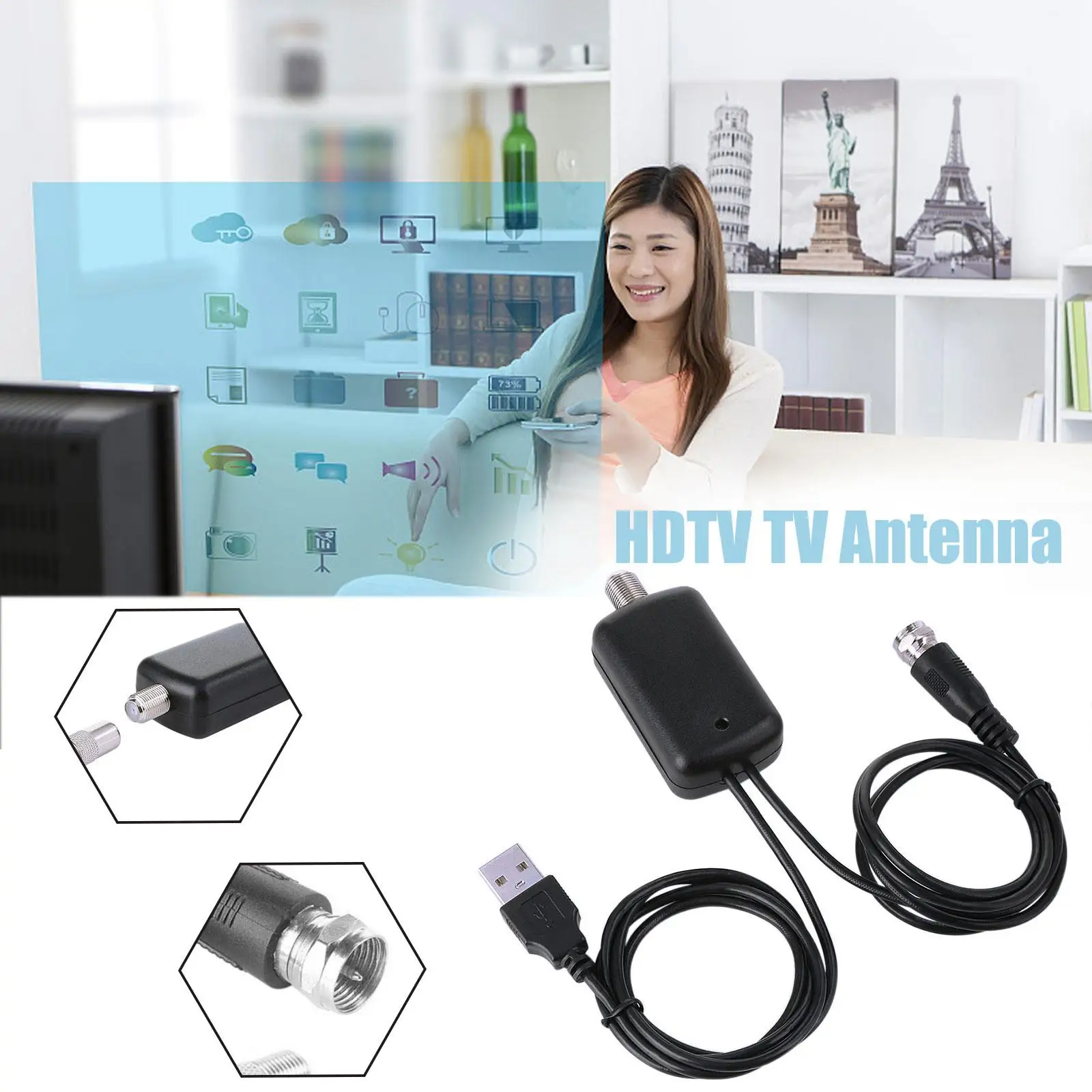 

Digital Satellite Ground Wave HDTV TV Antenna New Type Light Antenna With Signal HD Amplification Amplifier K8Y5