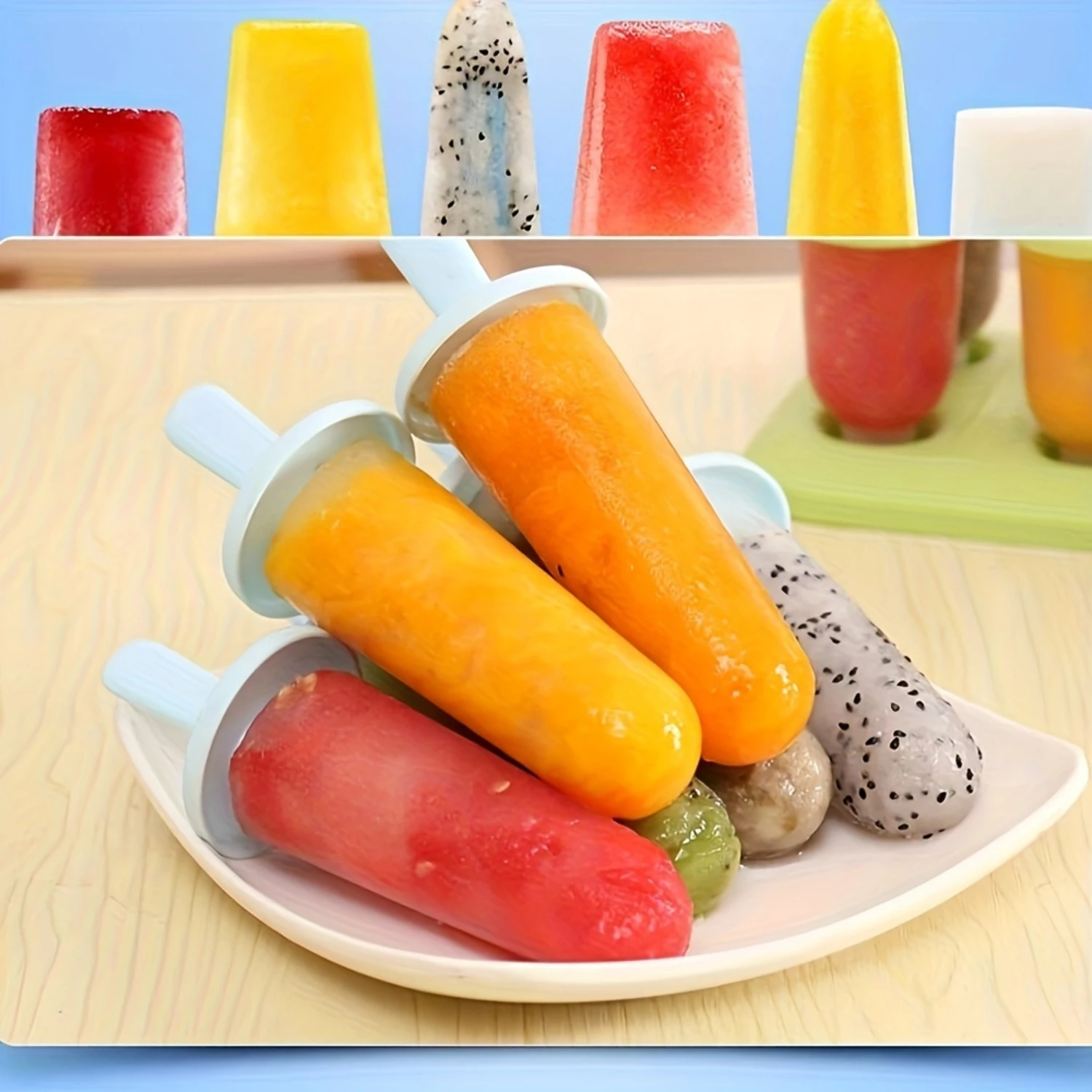 

Plastic Popsicle Mold Set - Lead-Free Ice Maker with Durable Stick Handles for Treats, Safe and Creative Jelly Mold for Kitche