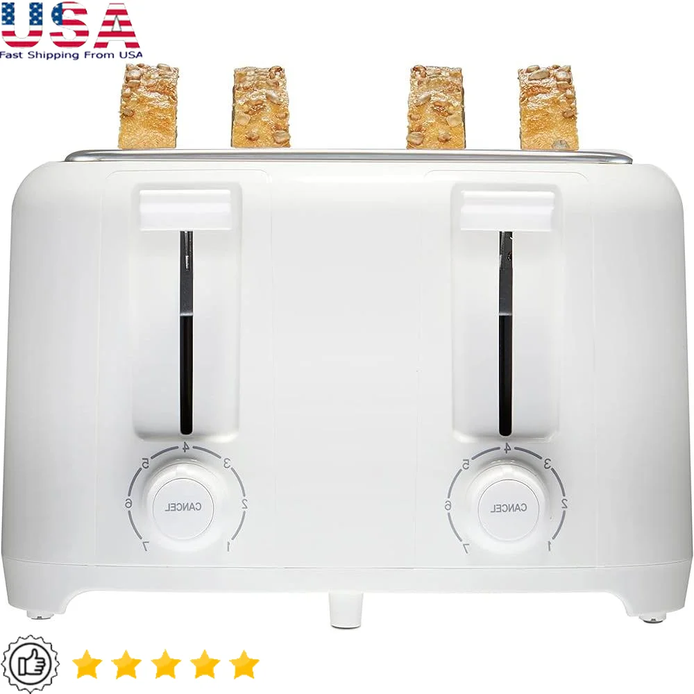

4 Slice Toaster Extra Wide Slots Auto Shut-off Toast Boost Shade Selector Crumb Tray Cool Touch Design