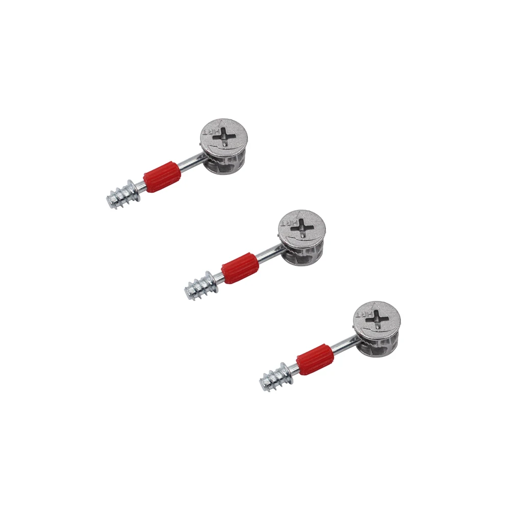 20 pçs/lote M6 42MM Fivela Branco Vermelho Auto Tapping Parafuso com Roda Excêntrica Dois em um kit Adequado Para Instalação de Móveis