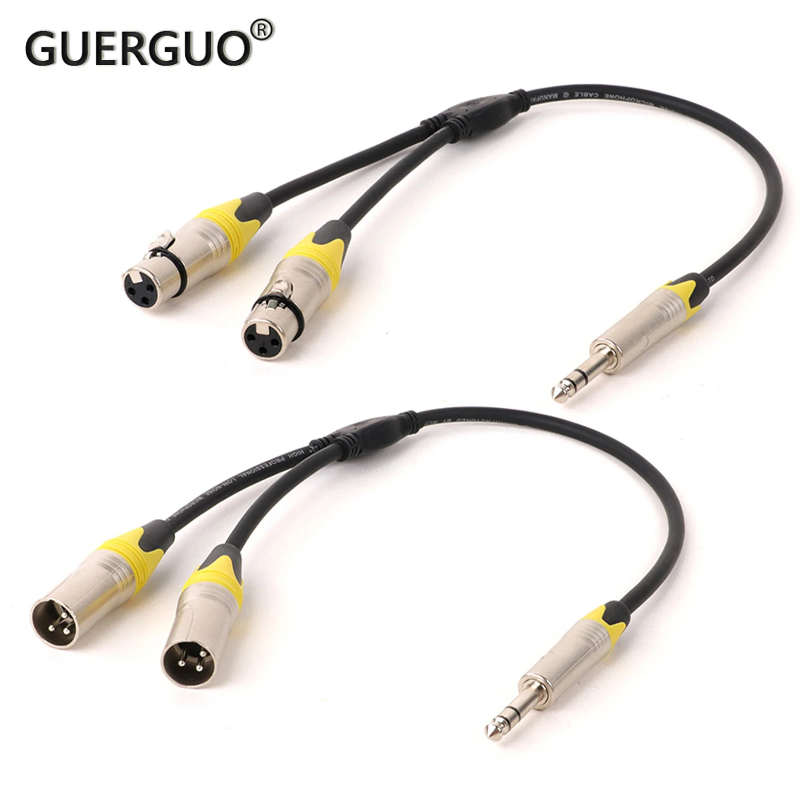 1PC 6.35MM Stereo to Dual XLR Y-Splitter Cable 1/4 Inch TRS Jack to 2 XLR Male/Female OFC Shielded Cable for Guitar Amplifier