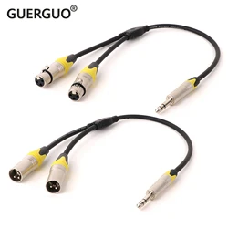 1PC 6.35MM Stereo to Dual XLR Y-Splitter Cable 1/4 Inch TRS Jack to 2 XLR Male/Female OFC Shielded Cable for Guitar Amplifier