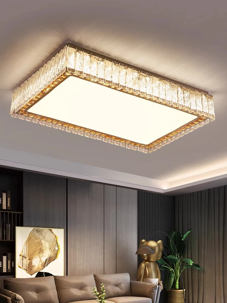 Modern Luxury 2024 Crystal Ceiling Lights Home Decoration Cristal Lampara De Techo Living Room Round Rectangle Light Fixture