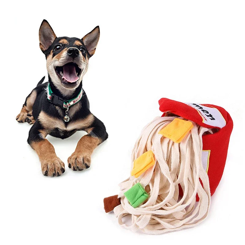 Ramen Cup Pet Sniffing Toy Interactive Squeak Toys Durable Hide Seek Training Foraging Feed Toys Noodle Plush Dog Puzzle Toys