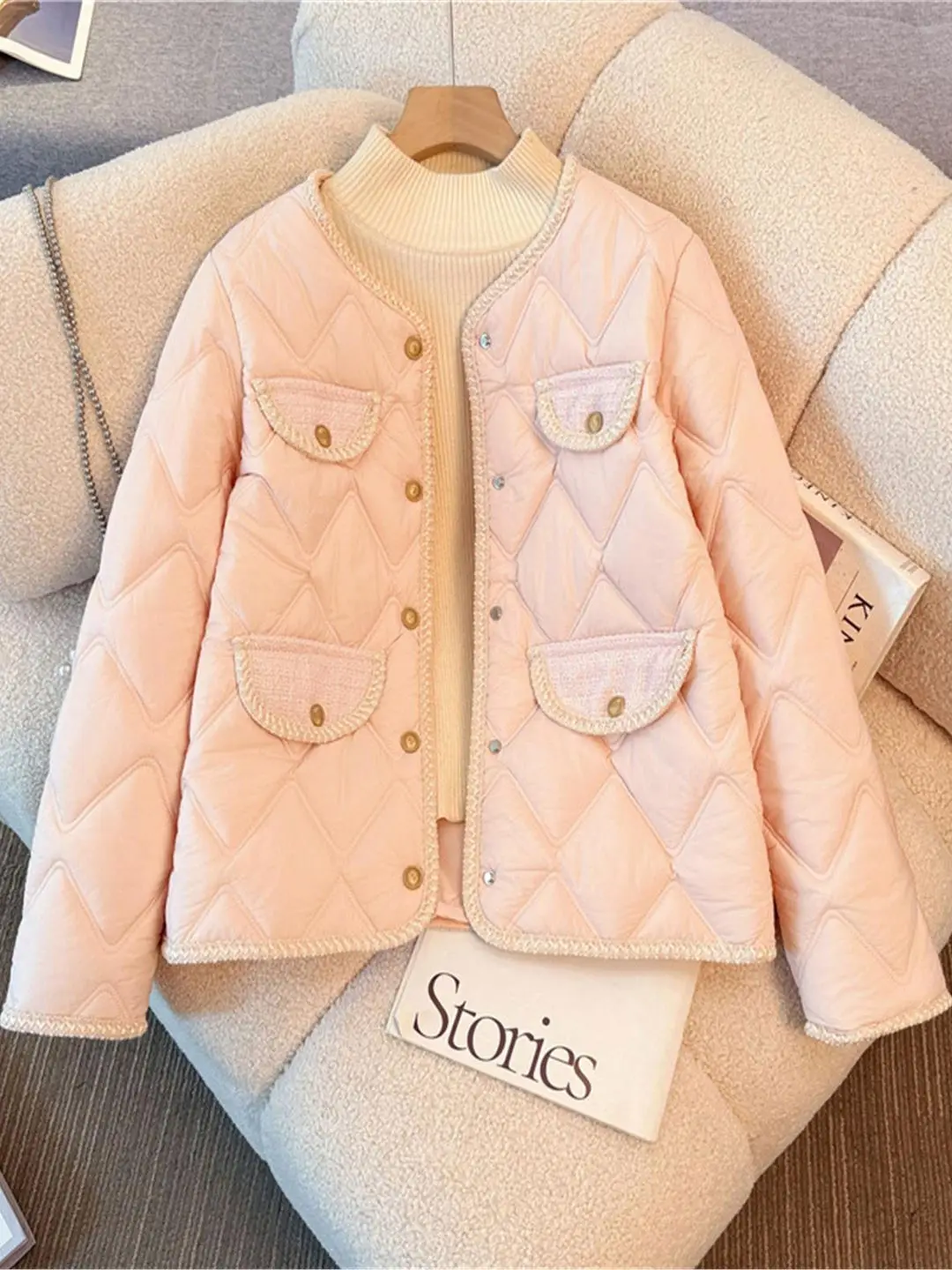 

Lightweight Warm Cotton Jaet 2025 Winter Loose Outerwear for plus Size Women Sli Commute Korean Sle Long Sve