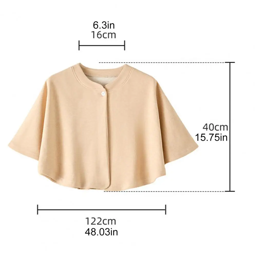 Women Shawl Solid Color Button Closure Autumn Winter Windproof Shawl Hemming Protection Loose Fit Soft Shawl Gold Tassel Wrap