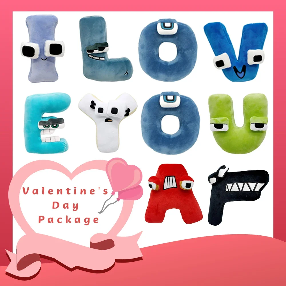 4/8/26pcs Alfabet Lore Pluche Valentijnsdag Gift Brief Knuffeldier Plushie Pop Speelgoed voor Kinderen Educatief Kerstcadeaus