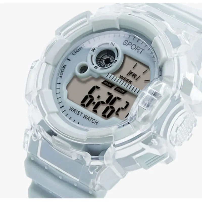 

Модные часы для девочек, водонепроницаемые светодиодные цифровые женские часы, серебристые спортивные многофункциональные часы с обратным отсчетом, электронные наручные часы