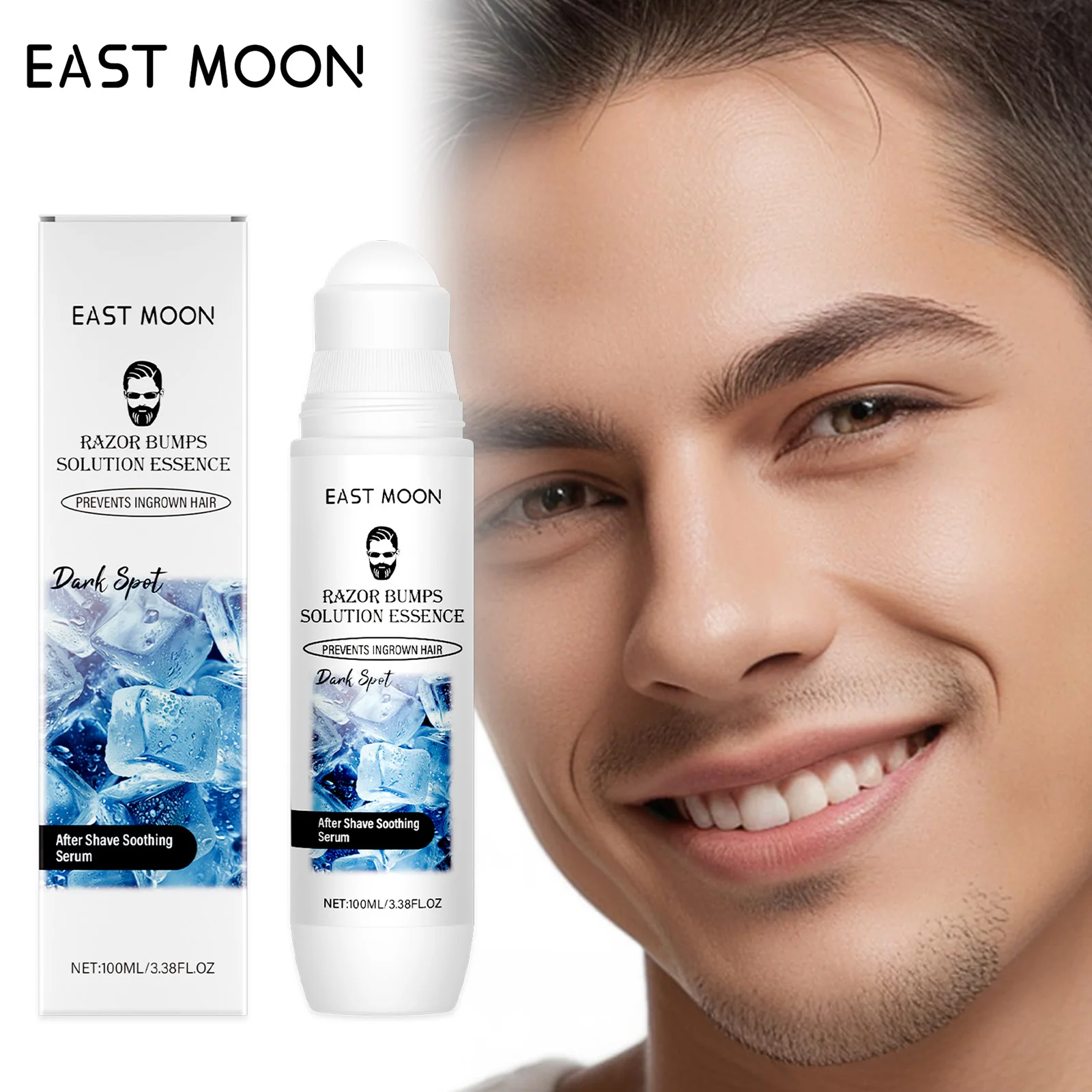 Essência de cuidados pós-barba masculina nutre e refresca a pele após a barbear para um acabamento hidratado confortável
