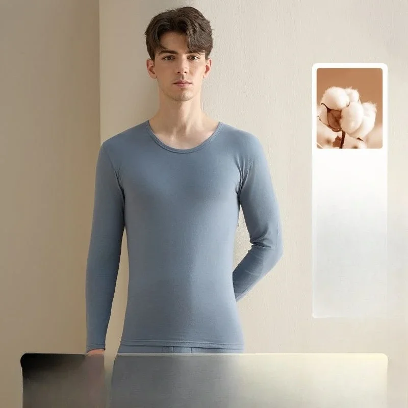 Autumn and Winter Tops Men's Clothes Pure Cotton Cotton Sweater Thin Tight-fitting Single-piece To Large-size Thermal Underwear