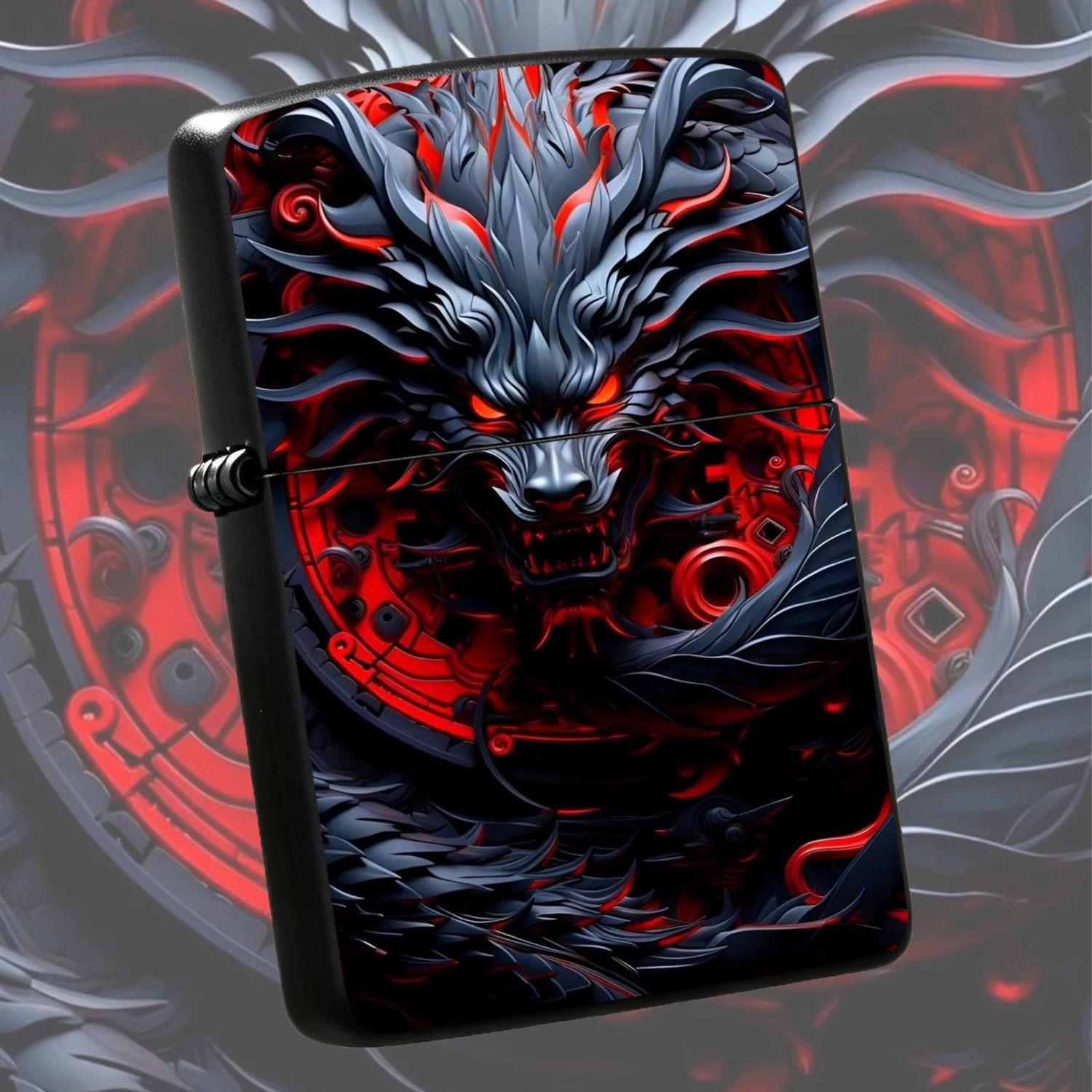 Eastern style Style Dark Mechanical Dragon, Cool Red Accent Printing Texture Body, Windproof Durable PORTABLE, Unique Trendy Collectible Accessory, Ideal Gift for Men, Creative Desktop Ornament for Daily Outdoor Use A fun and humorous light