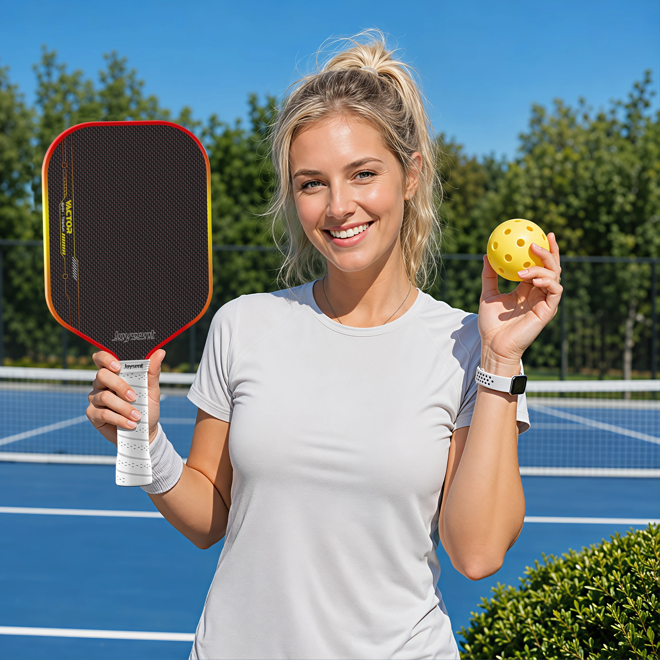 Joysent EPP-Schaumkern-Pickleball-Schläger mit Titan-Kohlefaser-Texturoberfläche, 16 mm Pickleball-Schläger für Spin-Kontrolle und Power – Detail 10