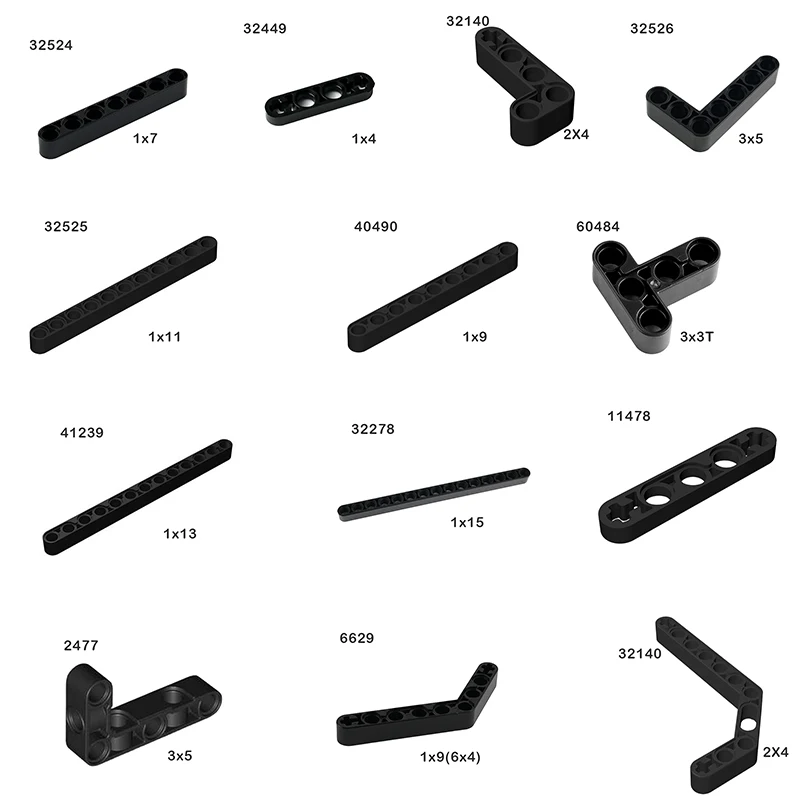 50 قطعة MOC بنة الأجزاء الفنية شعاع ذراع الرفع مع ملحقات ثقب استبدال جزء متوافق 32525 2477 60484 41239 43857