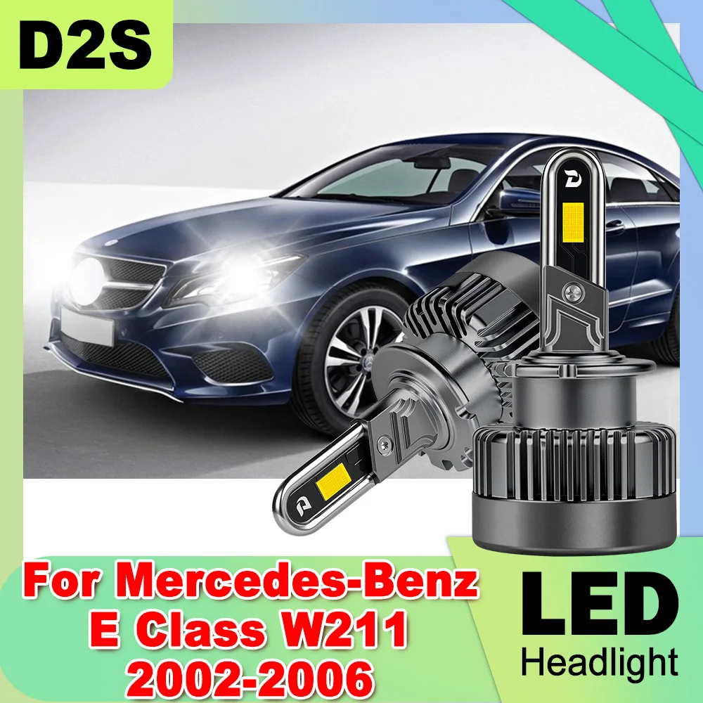 

2PCS D2S LED Xenon Headlight With Fan 1:1 Design 6000K High Power For Mercedes-Benz E Class W211 2002-2006 Turbo HID Xenon Light