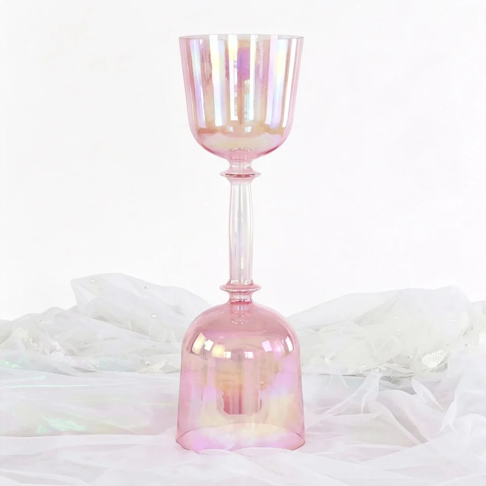 432Hz pink Double Headed Crystal Chalice Holy Grail Perfect Pitch  Customized Tone