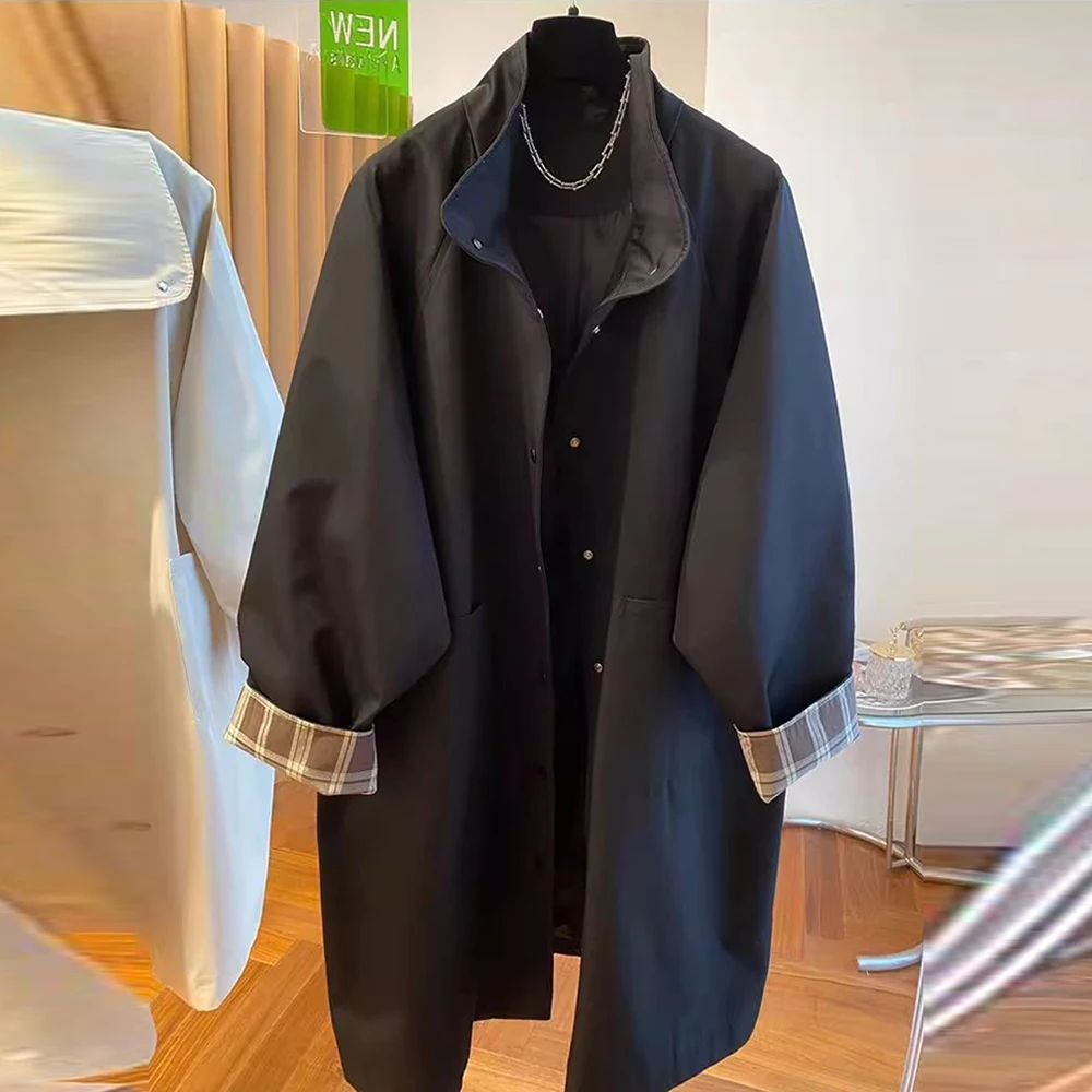 Premium stand-up collar medium and long trench coat light and thin coat spring and autumn new loose high-end British coat