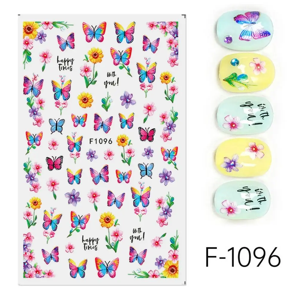 สติกเกอร์ติดเล็บลายดอกไม้สีชมพูม่วง 3 มิติ ลายผีเสื้อ ตกแต่งเล็บสำหรับฤดูใบไม้ผลิ ลายสลักสวยงาม