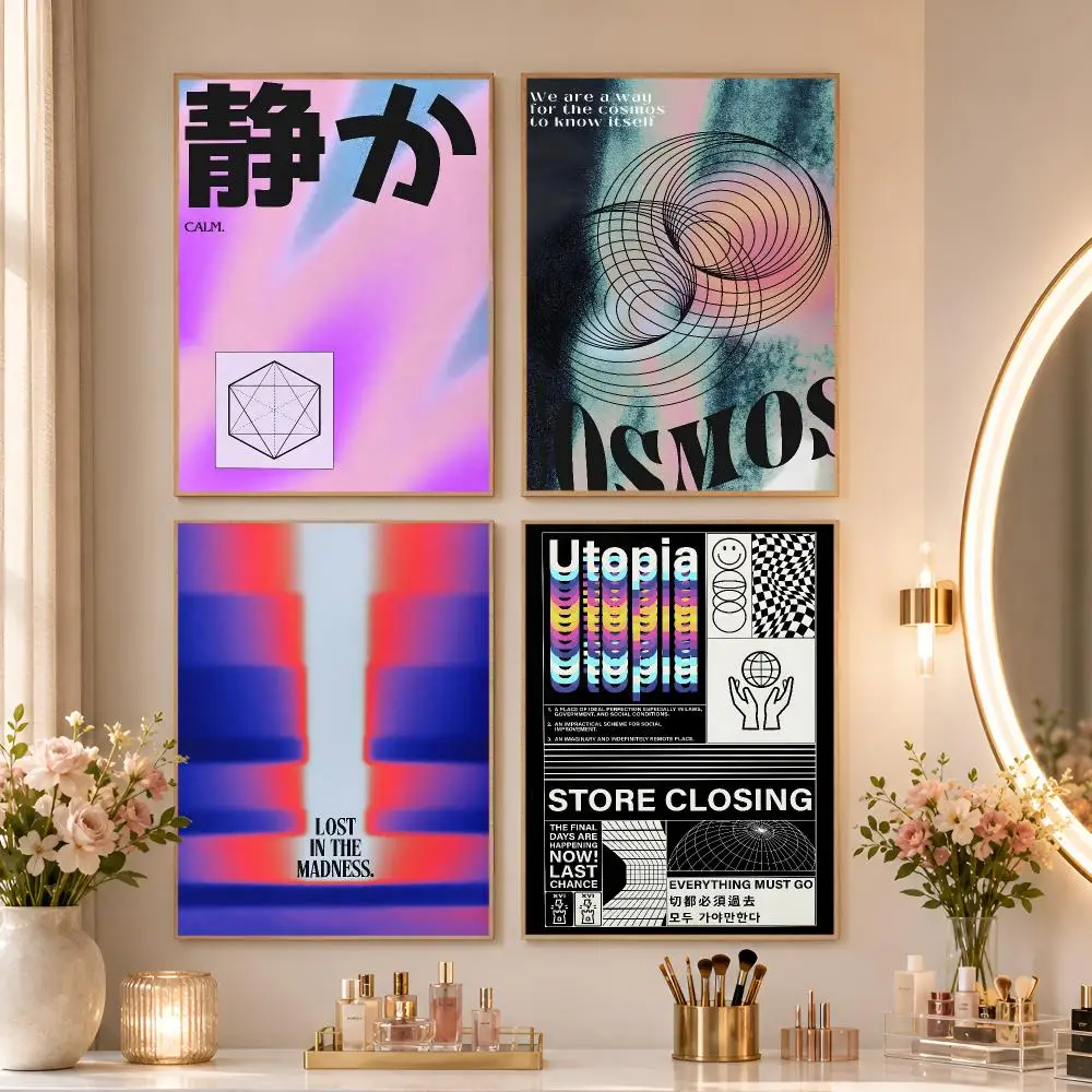 Y2K Psychedelic Grunge Cyber Retrowave New Poster Matte Self-Adhesive Wall Art Print Living Room Bedroom Home Wall Decor