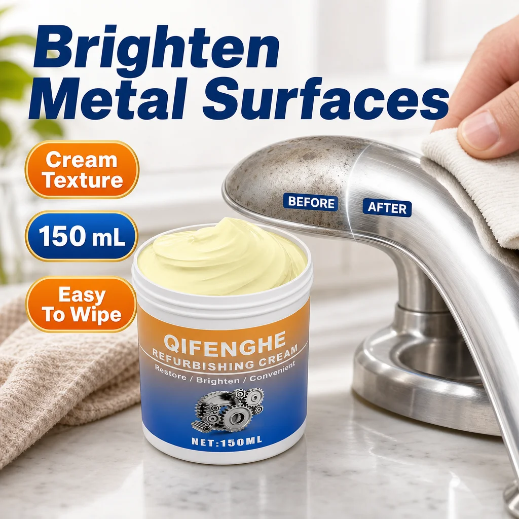 QIFENGHE 150ml Metal Refurbishing Cream, Metal Polishing Paste, Remove Oxidation & Tarnish, Restore Bright Shine for Stainless S
