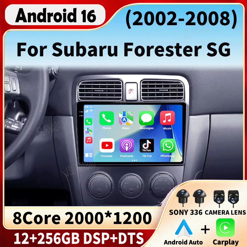 Android 16 For Subaru Forester SG 2002-2008  Car Radio Autoradio Multimedia Video Player Navigatie Carplay No 2Din DVD Screen