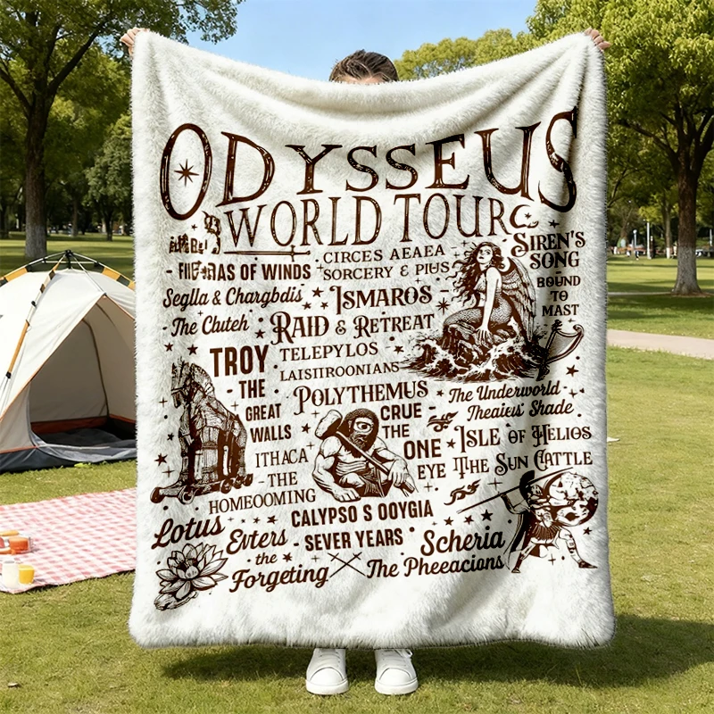 Odysseus World Tour Warm Blanket, The Odyssey Soft Blanket, Vintage Greek Mythology Comfy, Return Ithaca Flannel