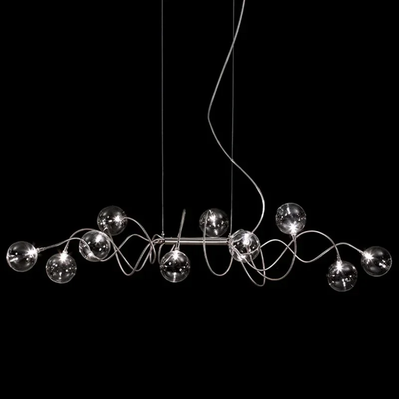 الشمال متعددة رؤساء ماجيك فول قلادة مصباح للمطبخ الطعام غرفة نوم كروم الجسم الثريا اثنين من ظلال الزجاج المتاحة