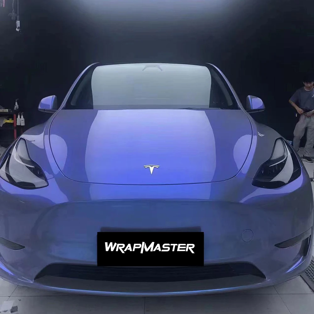 Wrapmaster Strong Stretch TPU Magic Flip Grey Blue 7.5mil Car Coating Protective Film Colored PPF TPU-D3012