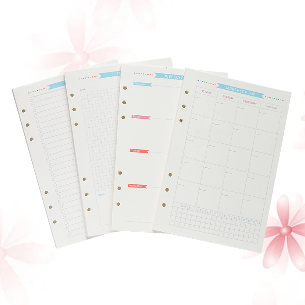 

1 set A6 Loose Leaf Planner Refill Sheets Monthly Weekly Daily To-Do List Fit 6-Ring Binder Paper For Notebook Replacement
