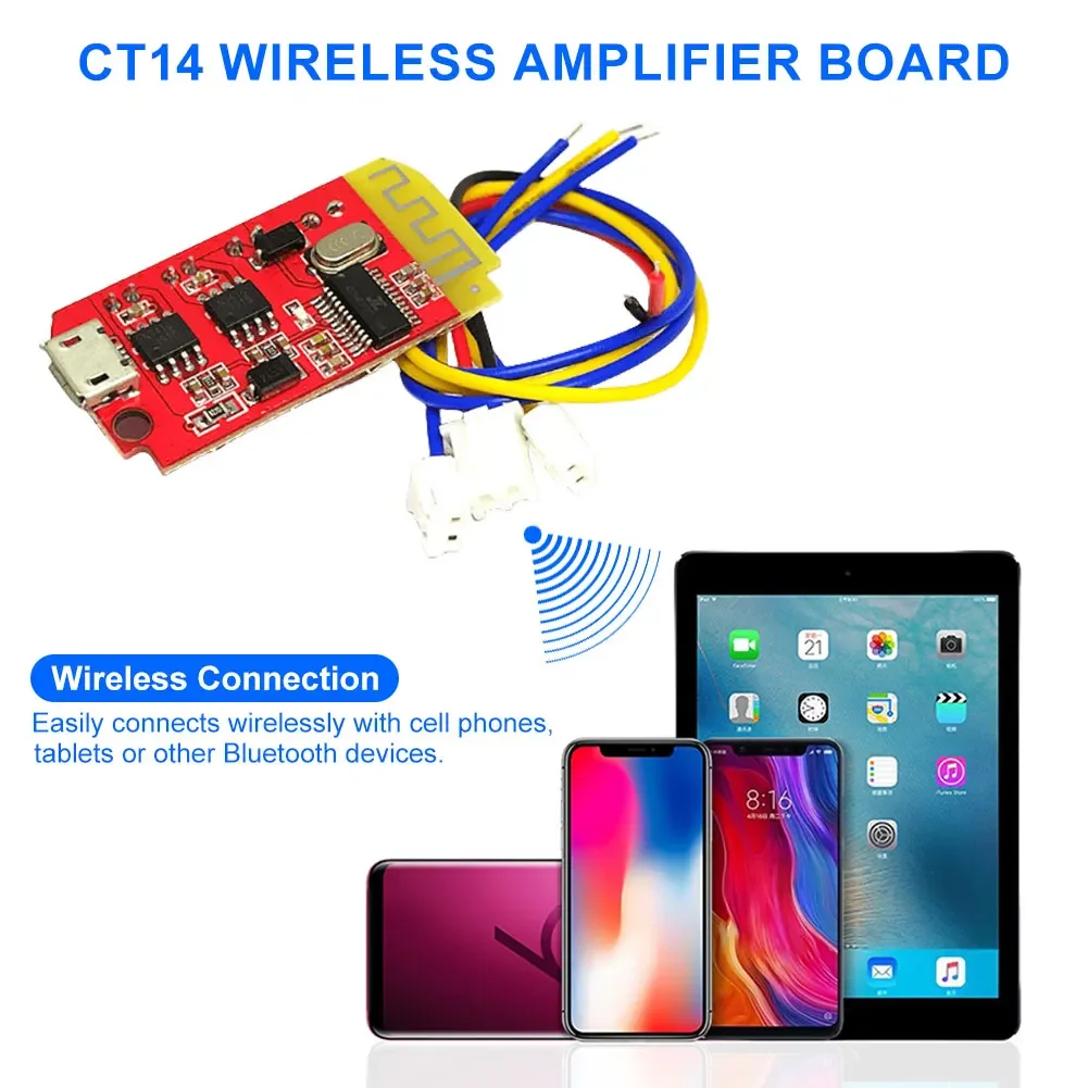CT14 Micro 4.2 Power Amp Board DC 3.7-5V Bluetooth-Compatible Digital Audio Amplifier Module for DIY Sound Box Speaker Refitting