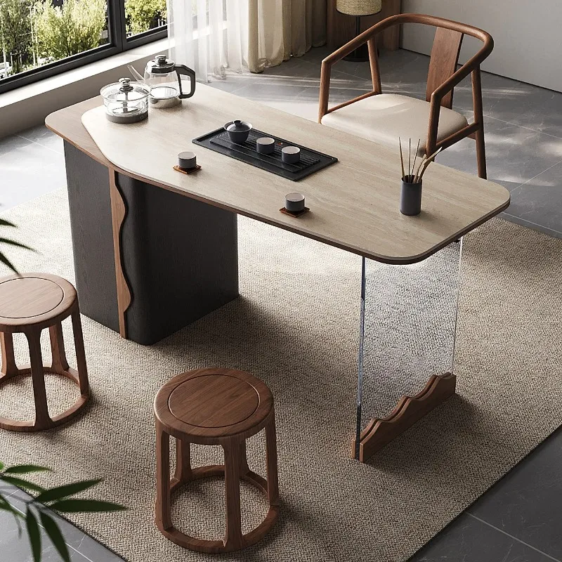 CZ-6 Home Balcony Tea Table Office Integrated Travertine High-end Modern Simple Rock Slab Desk