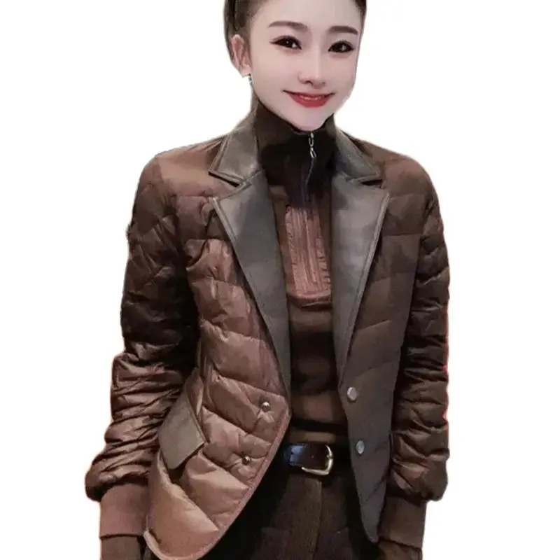 Winter light Cotton Jacket Women\'s Suit Collar Jacket Fashionable Slim Casual Versatile Cotton Jacket Warm Blazer Cardigan Trend