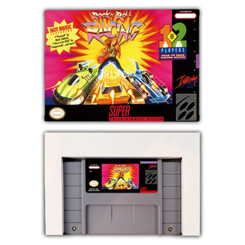 بطاقة ألعاب حركة سباقات الروك إن رول لألعاب SNES و EUR و PAL و USA و NTSC ووحدات التحكم في الألعاب 16 بت مع صندوق البيع بالتجزئة وخرطوشة ألعاب الفيديو