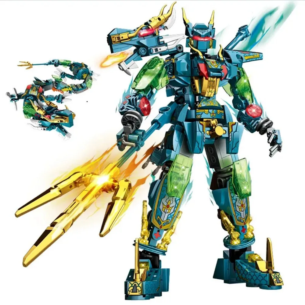 2in1 Warrior Robot Battle Mecha Flying Fire Dragon Bouwstenen DIY Technische Mecha Bricks Speelgoed Voor Kinderen Geschenken