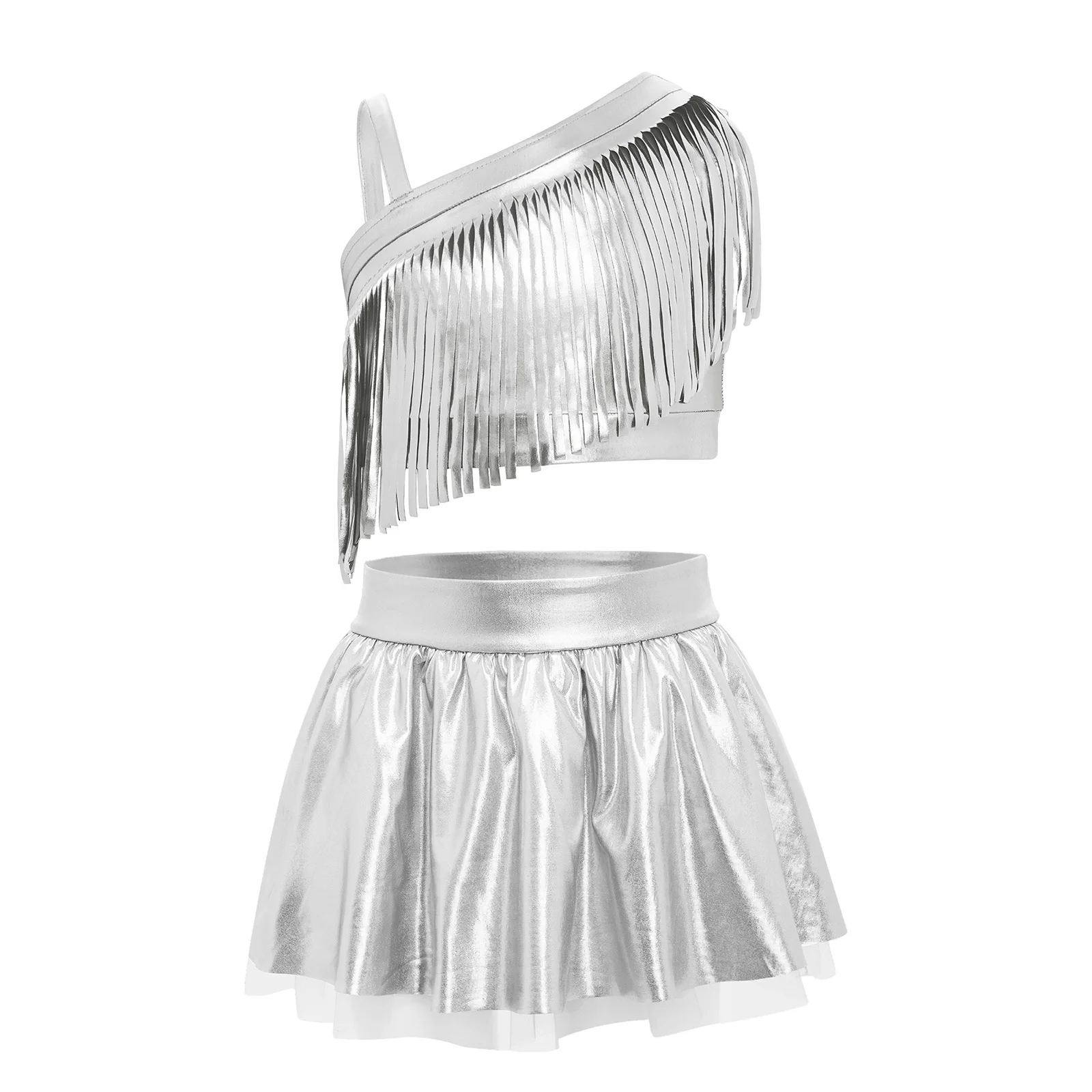 Kids Latin Ballet Leotard Dancing Competition Performance Costume Girls Sequins Rave Hip Hop Jazz Dance Dress Tassel Jumpsuit view 6