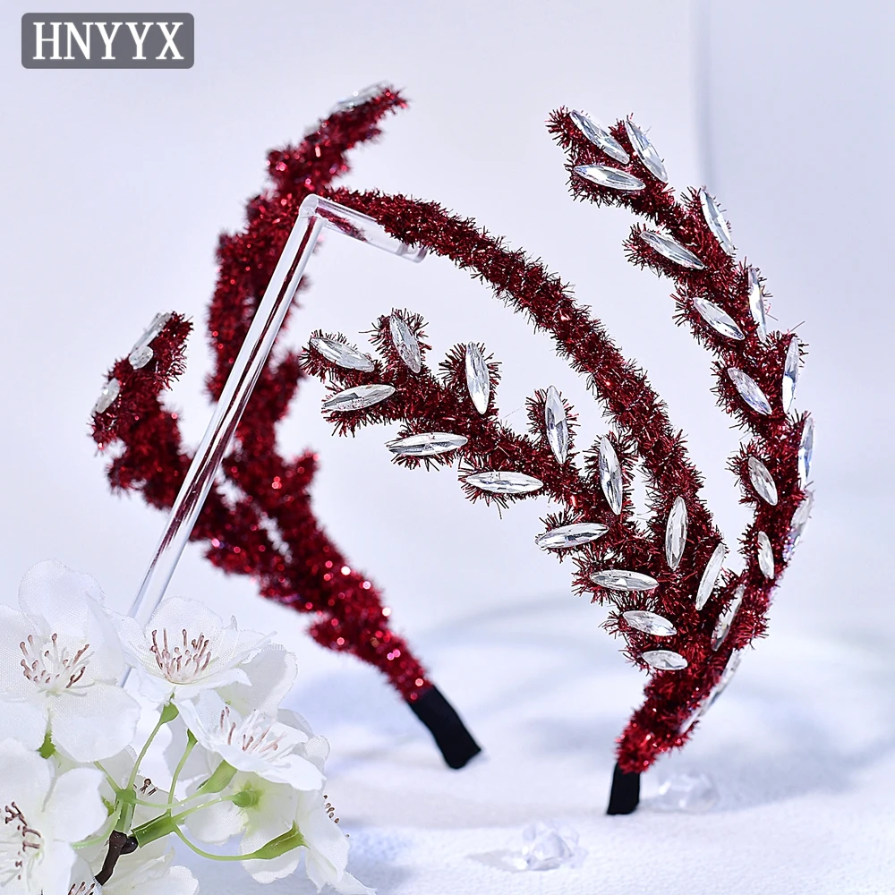 

HNYYX Leaves Wedding Hair Ornaments Elegant Rhinestone Headband Women's Fashion Accessories Elegant Bridal Hairband A386