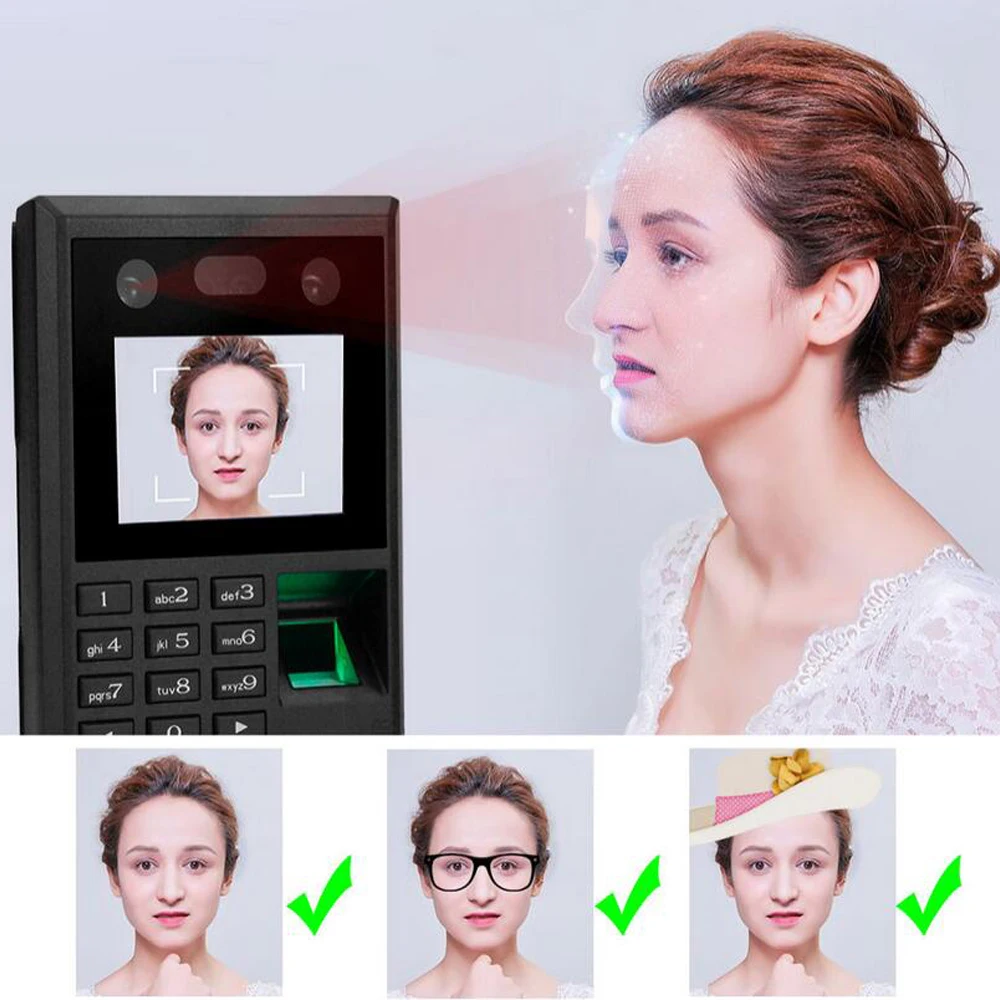 Dynamic Face Recognition Keyboard Fingerprint Reader Doorbell 100,000 Records Attendance Machine Door Access Control System