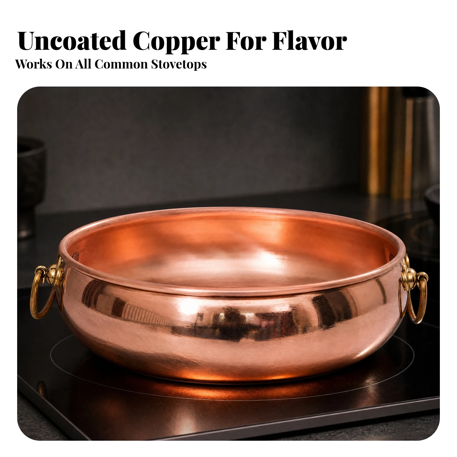Copper Hot Pot Induction Compatible Copper Soup Pot with Composite Bottom Cookware Easy to Clean Versatile