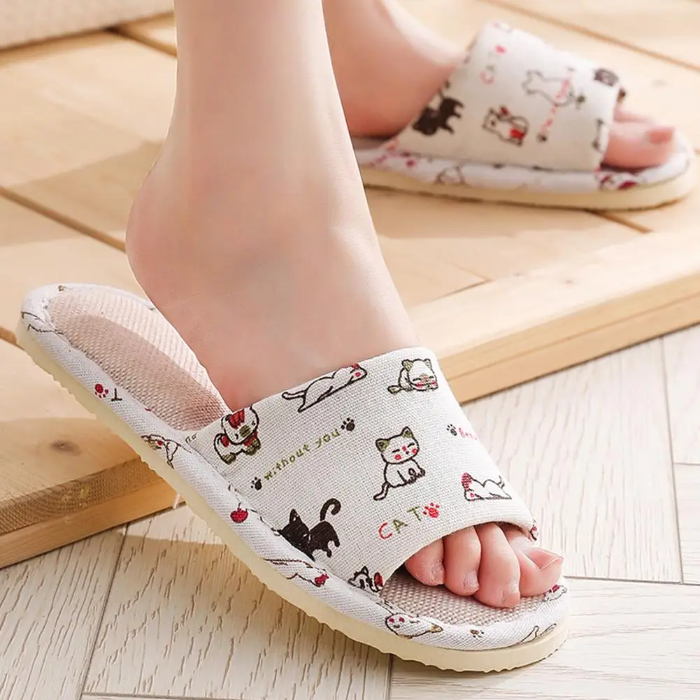 Women Flax Slippers Home Slippers Linen Summer Lightweight Flat Sandal Breathable Comfortable Non-Slip Slides Indoor Men Slipper - Image 5