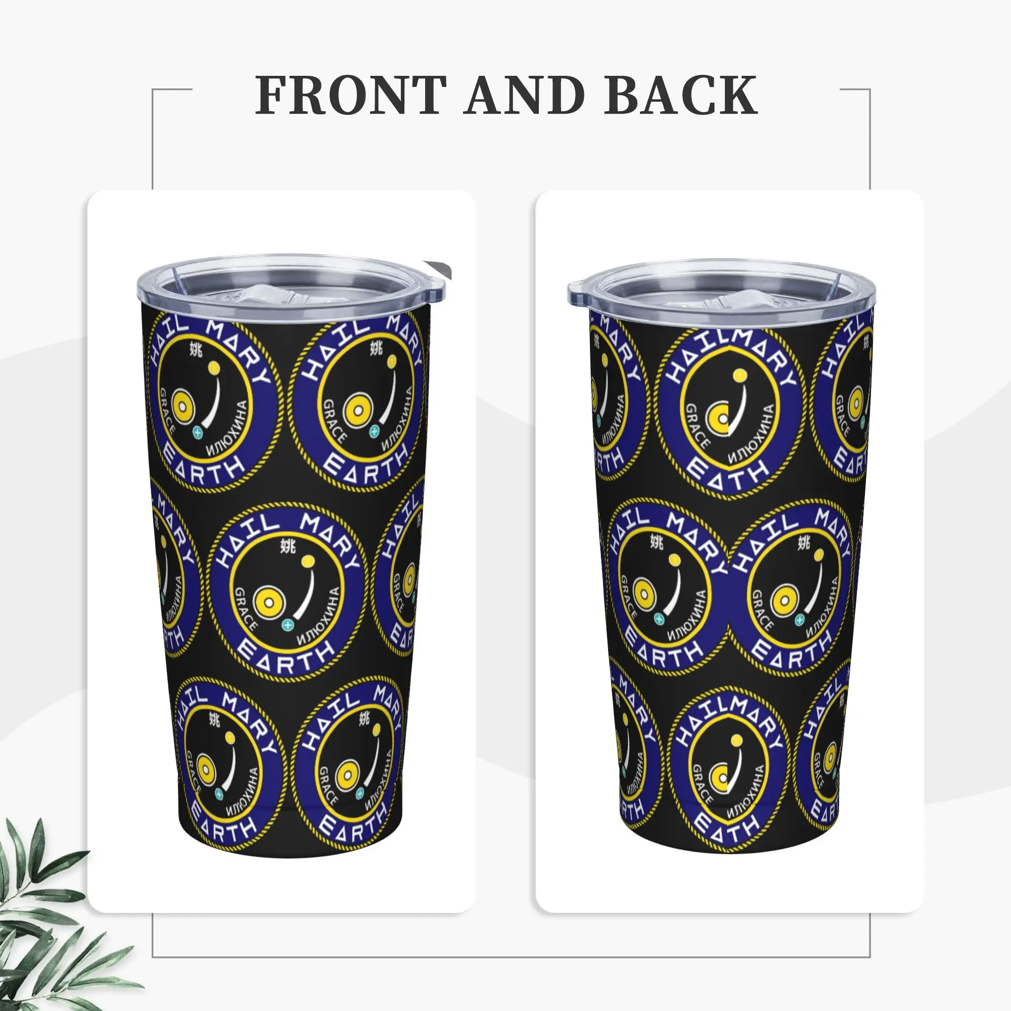 Project Hail Mary Mission Crest (LARGE) Insulated Tumbler with Straws Lid  Vacuum Thermal Mug Double Wall Cold Drinks Cup, 20oz