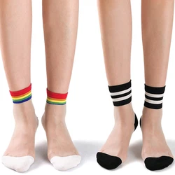 2 Pairs 2024 New Fashion Sexy Lace Socks Women Transparent Stretch Elasticity Ankle Thin Ladies Cool Socks Ins Chaussettes Mujer