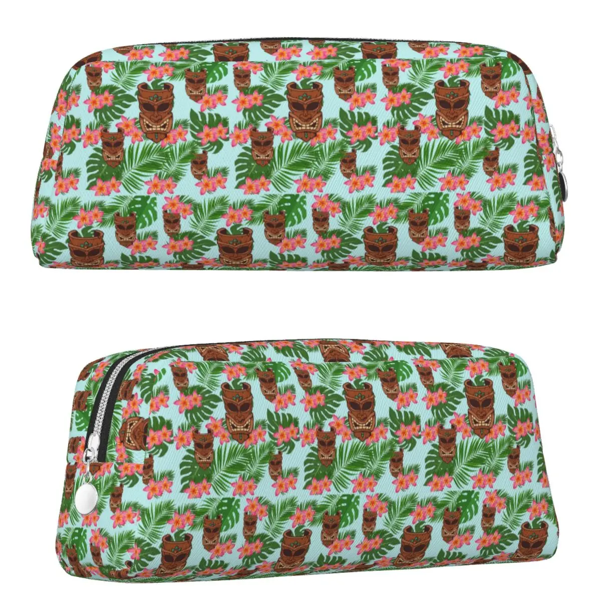 Federmäppchen mit hawaiianischem Tiki- und Hibiskus-Print für Schüler, Schule, Stiftbox, Stifttasche, Stifthalter