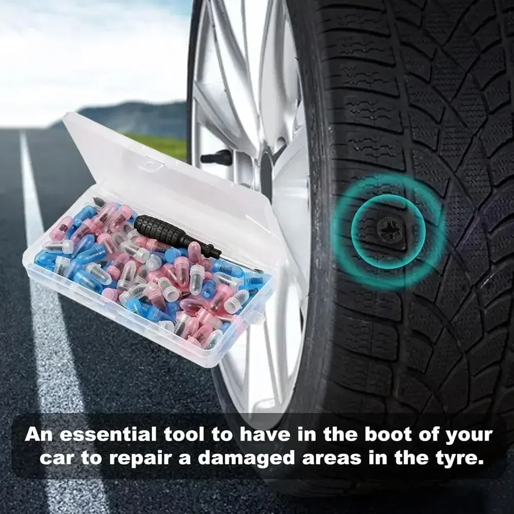 Puncture Repair Kit for Car Vacuum Tire Repair Screws, Quick Fix Self-Service Tire Repair Nails for Flat Tires With Screwdriver