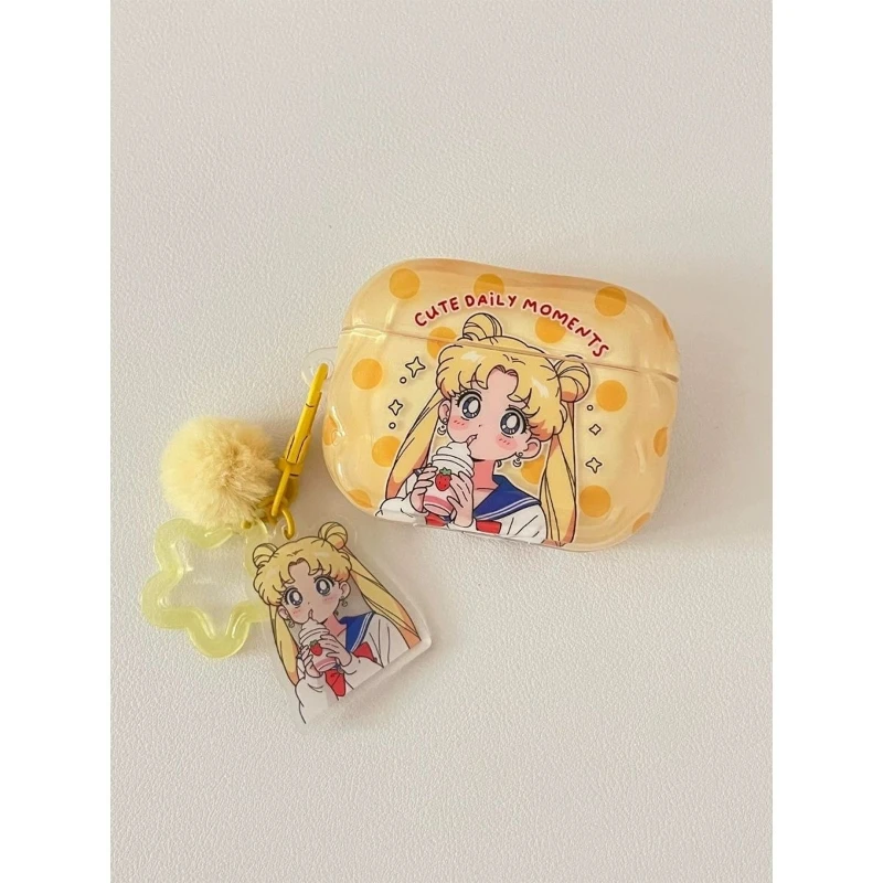Funda para auriculares con diseño de Sailor Moon, estilo anime y personalidad, adecuada para AirPods 1/2/3/4 Pro/Pro2/Pro3, funda protectora para auriculares.