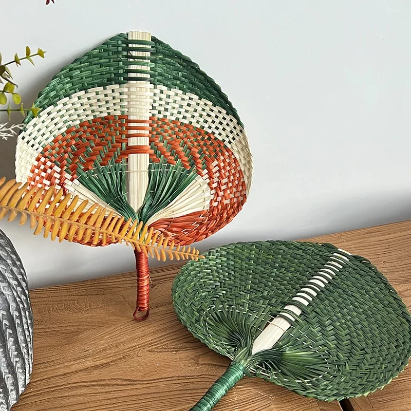 1pc Bamboo Woven Hand-Woven Fan Summer Fan Literary Cooling Fan Creative Hand-Cranked Fan Home Room Living Room Office Decor