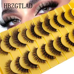 10 Pairs Mix Lashes Mink Fluffy Dramatic False Eyelashes Natural Long Faux Mink Eyelashes Wispy Fake Lashes Look Like Extension