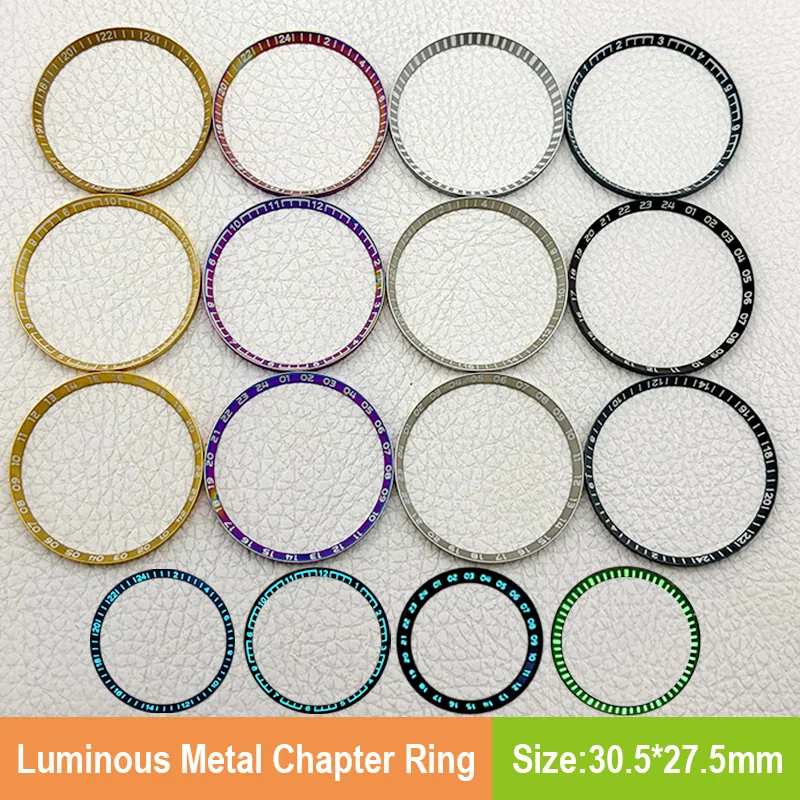 SKX007 Chapter Ring 30.5*27.5MM Luminous Metal Chapter Ring Fit SKX007 SKX009 SRPD NH35 Watch Case Watch Modification Parts