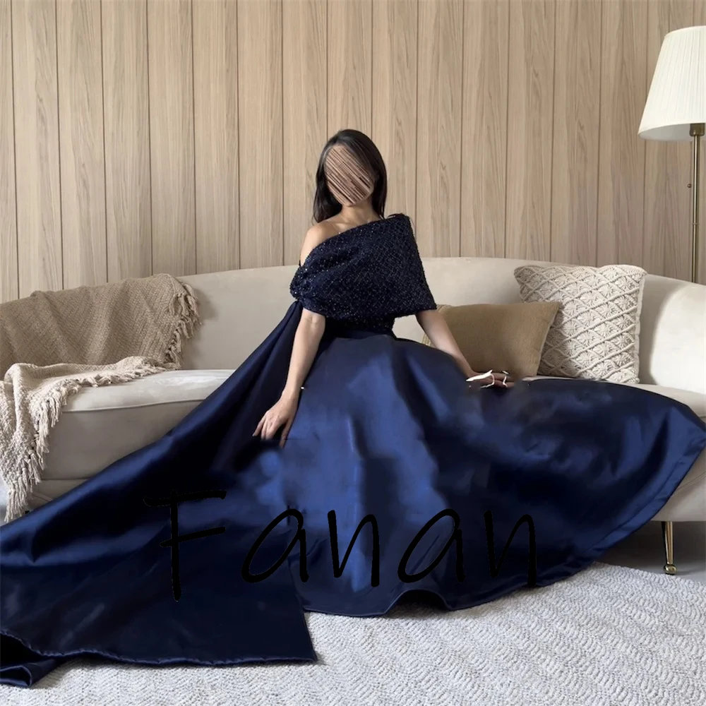 Customized Yipeisha ElegantNavy Blue vA-Line One Shoulder Party Dresses With Sequins Prom Gowns Robe De Soirée Vestido