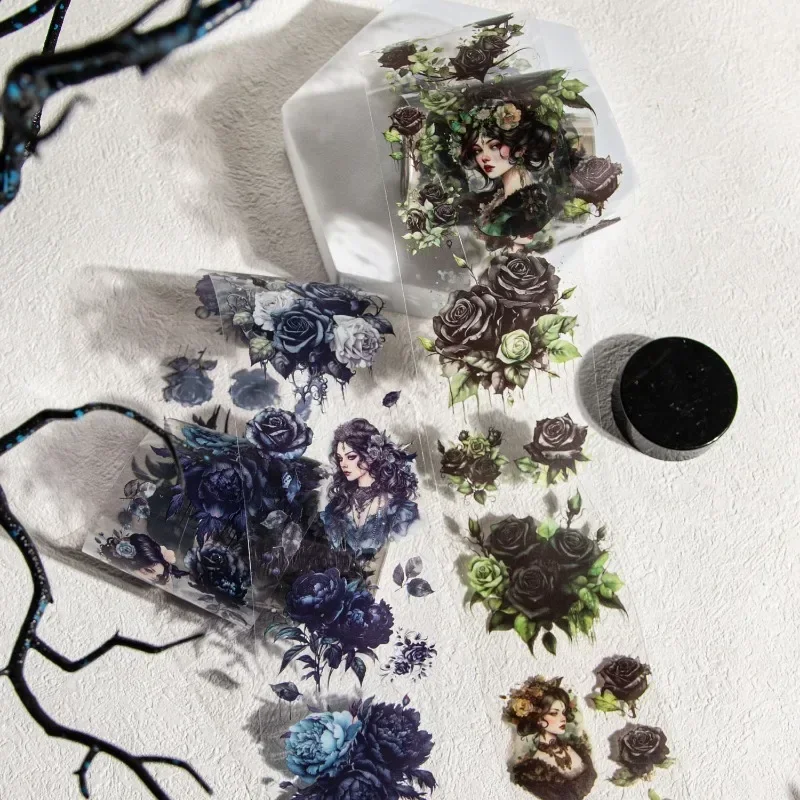 1 Rolle 2M Back Garden Series Dekorative Aufkleber 6Style Manuelles Gothic Floral Collage Tape DIY Vintage Charakter