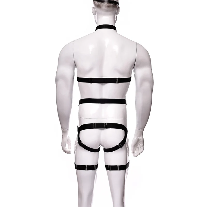 Sexy Elastic Men\'s Harness Halter Neck Male Hollow Out Lingerie Body Chest Adjustable Harness Garter Men Bondage Costume